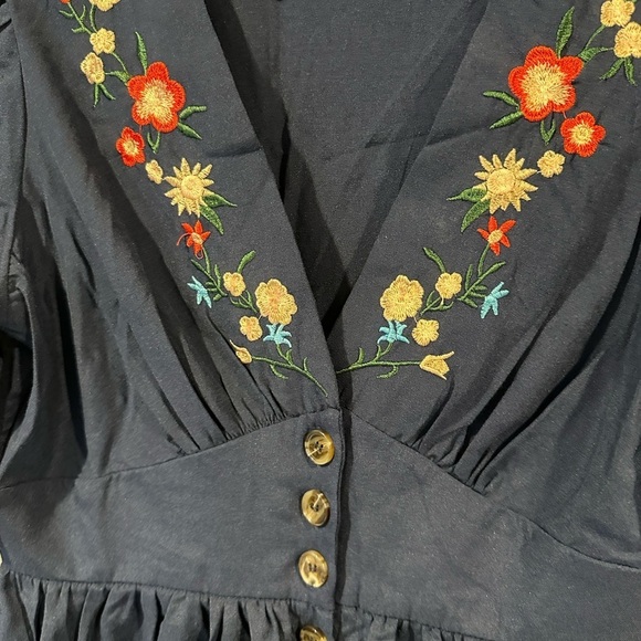 Shein navy embroidery design fall dress - Picture 5 of 6